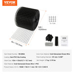 SucceBuy Zonnepaneel Vogelbescherming Ongediertebescherming Rolset Roestvrijstalen Bevestigingsmiddelen Zonnepaneel Roestbestendige PVC Coating Draadrol Gaas