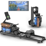 Rudergerät für zu Hause, Wasser-Rudergerät mit Bluetooth-Monitor, faltbarer Rudergerät, verstellbarer Tablet-Halter