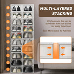 Bymaocar 20er-Pack faltbarer Schuhkarton-Organizer, stapelbar, durchsichtiger Kunststoff, Sneaker-Schuhvitrine, Organizer, Behälter für den Schrank