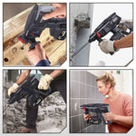YOFIDRA 1680W borstelloze elektrische hamer, snoerloze multifunctionele boor- en slagboormachine, roterend elektrisch gereedschap voor 21V en 18V accu's