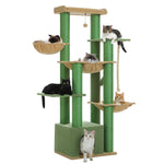 Grote krabpaal voor grote katten. Robuuste kattentoren met meerdere verdiepingen, kattenhuis, klimtoren met hangmat, 11 sisalpalen, groot zitvlak.