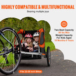 SucceBuy 88/100 lbs Kinderfietsaanhanger met dubbele zitjes, om te bouwen tot kinderwagen, opvouwbare kinderfietsaanhanger voor peuters