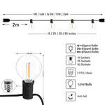 9M/26M Feestelijke LED-bolvormige lichtslinger, LED-feestverlichting G40 voor buiten, geschikt voor kerstfeesten, tuindecoratie, slingerverlichting, straatverlichting, terras en achtertuin.