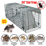 VickyHome 24" Katzenfalle, großer Tierfalle, Käfig für Stray Cat Humane Rescue, faltbare Tierfalle zum Fangen und Freien für drinnen und draußen