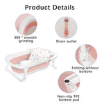 Opvouwbaar babybadje voor baby's en peuters van 0-24 maanden, draagbaar en multifunctioneel voor op reis, inclusief kussen voor pasgeborenen en antislipmat.