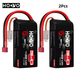 2 stuks HOOVO 2S 7,4 V 2200 mAh 50C RC LiPo-accu met T-stekker, zachte behuizing, compacte RC-accu voor 1:16 RC-auto, RC-helikopter en RC-vliegtuig