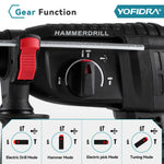 YOFIDRA 1680W borstelloze elektrische hamer, snoerloze multifunctionele boor- en slagboormachine, roterend elektrisch gereedschap voor 21V en 18V accu's