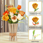 868 stuks bouwblokken voor een rozenboeket, een vaas met eeuwige bloemen, woondecoratie, romantisch Valentijnsdagcadeau v