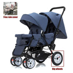 EU-LAGER Zwillingskinderwagen Doppelte Kinderkinderwagen mit zwei Sitzen, faltbarer Kutsche, Großhandel für Kinderwagen, Vorder- und Rücksitze