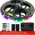 Idea17 UFO-drone voor beginners, 360° kan obstakels vermijden, meerdere verlichtingsmodi, RC-quadcopter met 360° flip en hoogtebehoud, werkt op 2 accu's.