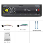 Podofo Inbouw 1DIN MP3-speler 12V met afstandsbediening, FM-autoradio, Bluetooth-audio, stereo, USB/SD/AUX-IN, TF-kaart en RCA-aansluiting