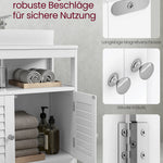 VASAGLE wastafel onderkast badkamerkast met lamellendeuren, 2 handventilatoren, 60x60x30 cm