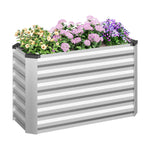 WOLTU Stalen Verhoogd Plantbed voor Tuin, Balkon, Bloembak, Plantenbak, Buitenplantenbak, Roestwerend Zilver voor Groenten