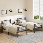 VASAGLE bed 90x200 cm Logeerbed Eenpersoonsbed Metalen bed Frame Metalen bed Eenvoudige montage inkt zwart