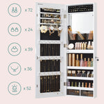 SONGMICS Schmuckschrank mit LED-Beleuchtung, Spiegelschrank, Schmuck-Organizer, Wandschrank mit Ganzkörperspiegel