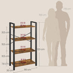 VASAGLE Bücherregal, Standregal, 120/153/186 cm, mit 4/5/6 Ebenen