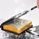 Antihaftbeschichteter Camping-Sandwich-Panini-Maker mit Griff, doppelseitige Bratpfanne, abnehmbare Grill-Sandwich-Flip-Pfanne