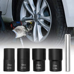 Podofo 5pcs Locking Wheel Lug Nut Remover Kit 1/2'' Drive Impact Bolt Nut Extractor Set Twist Socket Tool Set 17mm 19mm 21mm 22m