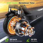 RCB Elektroroller für Erwachsene EV85F ABE, APP-Steuerung, 400-W-Motor, 7,8-Ah-Akku, 20 km/h Höchstgeschwindigkeit, 30 km Reichweite, Gewicht 15 kg, 3 Geschwindigkeitsmodi, Elektroroller mit Straßenzulassung