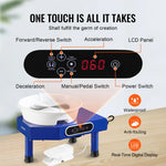 SucceBuy 10-Zoll-Keramikradmaschine, Keramikformung, einstellbar, 60–300 U/min Geschwindigkeit, manuelles LCD-Panel, Fußpedal, ABS, abnehmbares Becken