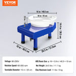 SucceBuy 10-Zoll-Keramikradmaschine, Keramikformung, einstellbar, 60–300 U/min Geschwindigkeit, manuelles LCD-Panel, Fußpedal, ABS, abnehmbares Becken