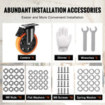 SucceBuy 2-6 inch PVC meubelwielen set van 4 zwenkwielen met A/B-beveiligingsslot, laat geen strepen achter voor karretje of werkbank