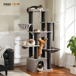 Grote krabpaal voor grote katten. Robuuste kattentoren met meerdere verdiepingen, kattenhuis, klimtoren met hangmat, 11 sisalpalen, groot zitvlak.