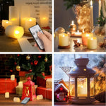 Set van 6 oplaadbare LED-kaarsen met timer, afstandsbediening en flikkerende vlammen, geschikt voor bruiloften, verjaardagen en als decoratie. Inclusief theelichtjes en USB-oplader.
