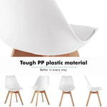 Een set van 6 Scandinavische middeleeuwse eetkamerstoelen met PU-gewatteerde zitting en beukenhouten poten, bureaustoelen voor eetkamer, slaapkamer, balkon en restaurant.
