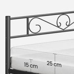 VASAGLE bed 90x200 cm Logeerbed Eenpersoonsbed Metalen bed Frame Metalen bed Eenvoudige montage inkt zwart