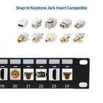 ZoeRax 24-poorts RJ45 afgeschermd blanco patchpaneel 1U 19" netwerkpatchpaneel met kabelbeheer en steunbalk