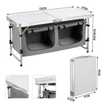 WOLTU Klappbarer Picknicktisch, Koffertisch aus Aluminium mit Aufbewahrungstasche, Schränke, höhenverstellbarer Campingtisch für den Garten, Grillen