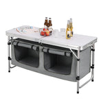 WOLTU Klappbarer Picknicktisch, Koffertisch aus Aluminium mit Aufbewahrungstasche, Schränke, höhenverstellbarer Campingtisch für den Garten, Grillen