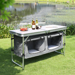 WOLTU Klappbarer Picknicktisch, Koffertisch aus Aluminium mit Aufbewahrungstasche, Schränke, höhenverstellbarer Campingtisch für den Garten, Grillen