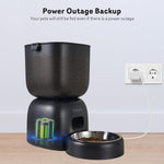 Slim kattenvoersysteem - Dual Power kattenvoerbak en waterdispenser met afsluitbaar deksel, droogzakje, nauwkeurige portiecontrole voor 4 dagelijkse maaltijden, 10 seconden spraakopnameoptie