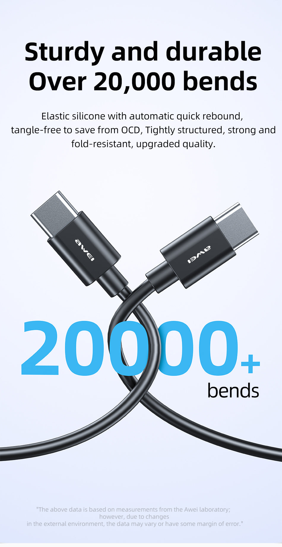 AWEI Type-C Naar Type-C Snellaadkabel 1M