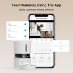1080P HD-camera - Automatische kattenvoerbak, 4L, voerautomaat voor honden met tijdsinstelling, met behoud van versheid en een sensor voor lage voedselinname. Tot 10 maaltijden per dag, bestuurd door een slimme app.
