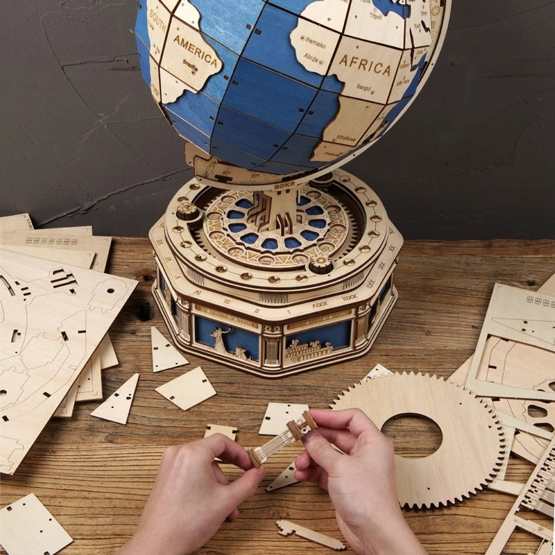 Robotime Globe Earth 567 stuks 3D houten puzzelspellen Oceaankaart Bal Assembleer Model Speelgoed XMS Cadeau voor kinderen Jongens Dropshipping