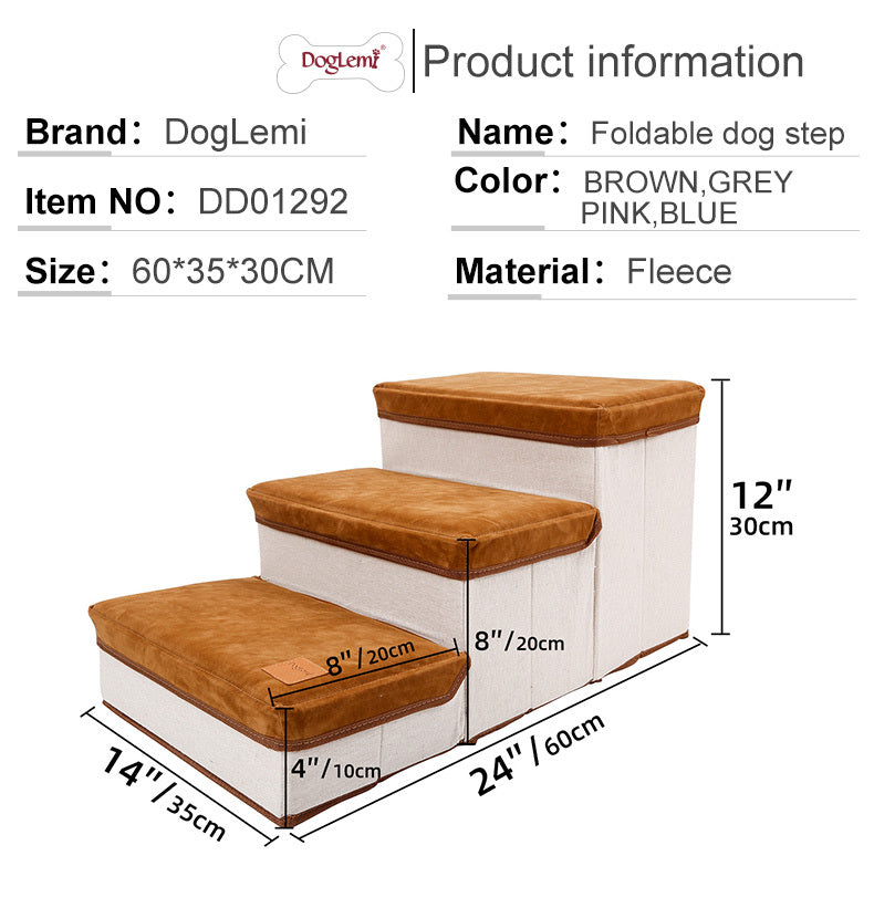 Kleine hondentrappen - Huisdierentrappen voor banken en hoge bedden, opvouwbare treden, opbergruimte voor speelgoed voor huisdieren, kattentrappen voor op bed - Hiermee hebben uw huisdieren direct en gemakkelijk toegang tot uw bank of bed