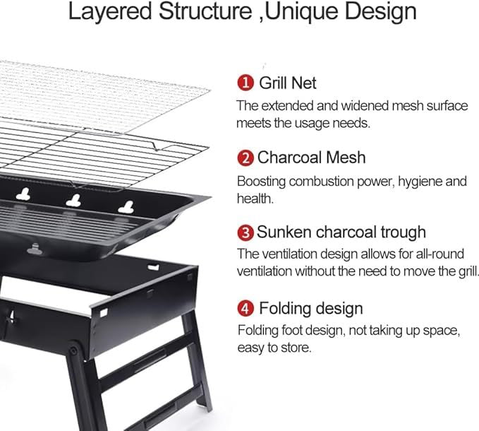 Draagbare houtskoolverwarmingsapparatuur voor buiten, compact ontwerp van roestvrij staal voor gebruik op de camping of picknick
