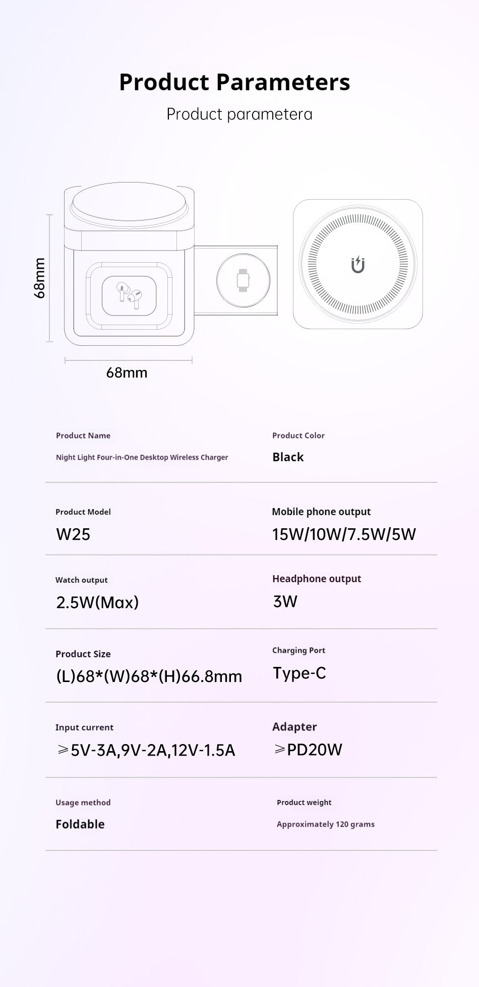 AWEI 3-in-1 Multifunctionele Draadloze Oplader