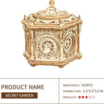 Robotime Rokr DIY mechanische muziekdoos kit 3D houten puzzeldoos voor volwassenen zelfbouwproject - Secret Garden