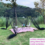 Luxe groot vierkant klamboe met fijnmazig gaas, geschikt voor eenpersoons- tot kingsize bedden, vier zijopeningen en 8 ophanglussen, rechthoekige rand, geschikt voor thuis en op reis