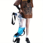 Transparante zichtbaarheid, duurzame opblaasbare waterzak van PVC met handvat - transparant, blauw en zwart, diameter 14,0 cm, ideaal voor fitness en krachttraining voor volwassenen, comfortabele grip