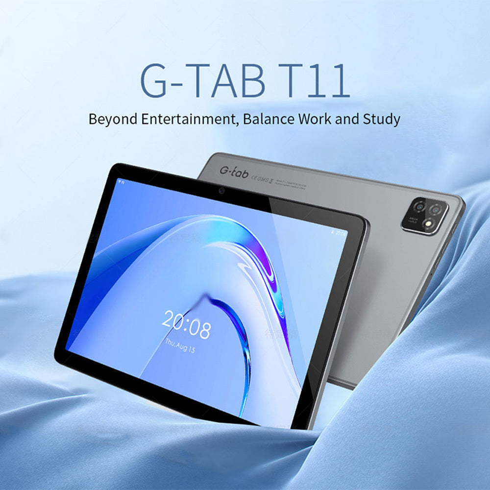 G-tab T11 Android 14 Tablet 10.1 Inch 1280&800 IPS Scherm Unisoc T606 8 Core Max 1.6GHz 8GB RAM 4GB & 4GB Uitbreiding 128GB ROM 2.4&5GHz WiFi Bluetooth 5.0 6580mAh Batterij 8MP & 13MP Camera Dual 4G