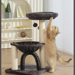 27.8 inch hoge kattentoren voor binnenkatten. Kattenmeubel met meerdere niveaus, met sisal krabpalen, pluchen zitstokken en hangende speeltjes. Grote, duurzame kattentoren, perfect cadeau voor kattenliefhebbers.