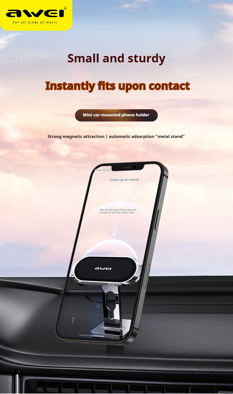 AWEI Mini Autotelefoonhouder