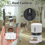 1080P HD-camera - Automatische kattenvoerbak, 4L, voerautomaat voor honden met tijdsinstelling, met behoud van versheid en een sensor voor lage voedselinname. Tot 10 maaltijden per dag, bestuurd door een slimme app.