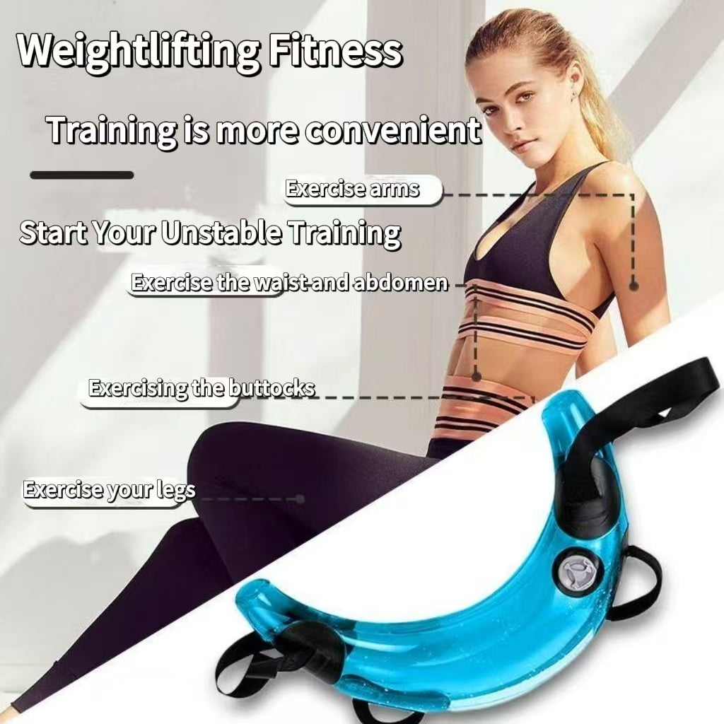 Transparante zichtbaarheid, duurzame opblaasbare waterzak van PVC met handvat - transparant, blauw en zwart, diameter 14,0 cm, ideaal voor fitness en krachttraining voor volwassenen, comfortabele grip