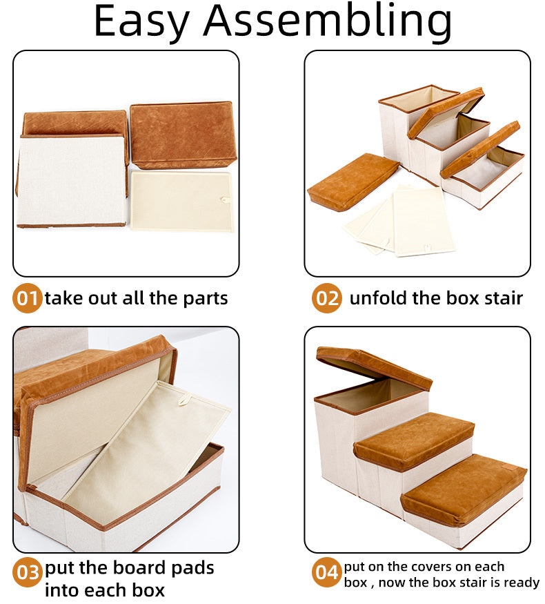 Kleine hondentrappen - Huisdierentrappen voor banken en hoge bedden, opvouwbare treden, opbergruimte voor speelgoed voor huisdieren, kattentrappen voor op bed - Hiermee hebben uw huisdieren direct en gemakkelijk toegang tot uw bank of bed